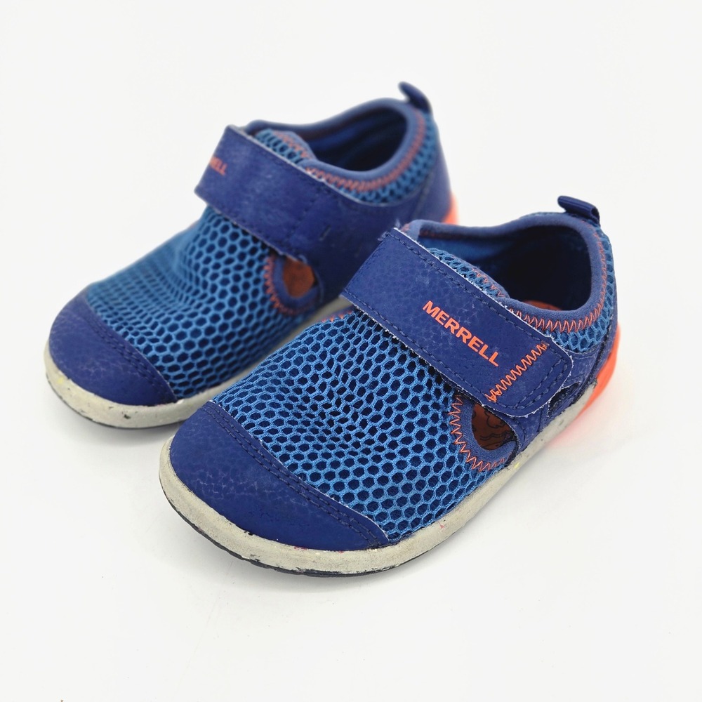 Merrell Bare Steps H2O Toddler Blue Orange Active Water Sneaker 7M EUC Wide Toe